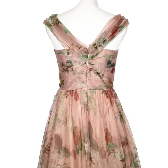 PatBO Floral Printed Tulle Full Length Dress Beaded Sequin Embroidered 6 NWT - Picture 8 of 13